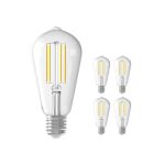 Multipack 5x Calex Smart Tuya Wifi E27 Edison Filament 7W 806lm - 818-830 Tunable White | Dimmable - Replaces 60W