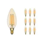 Multipack 10x Noxion Lucent LED E14 Candle Filament Amber 4.1W 350lm - 822 Extra Warm White | Dimmable - Replaces 40W